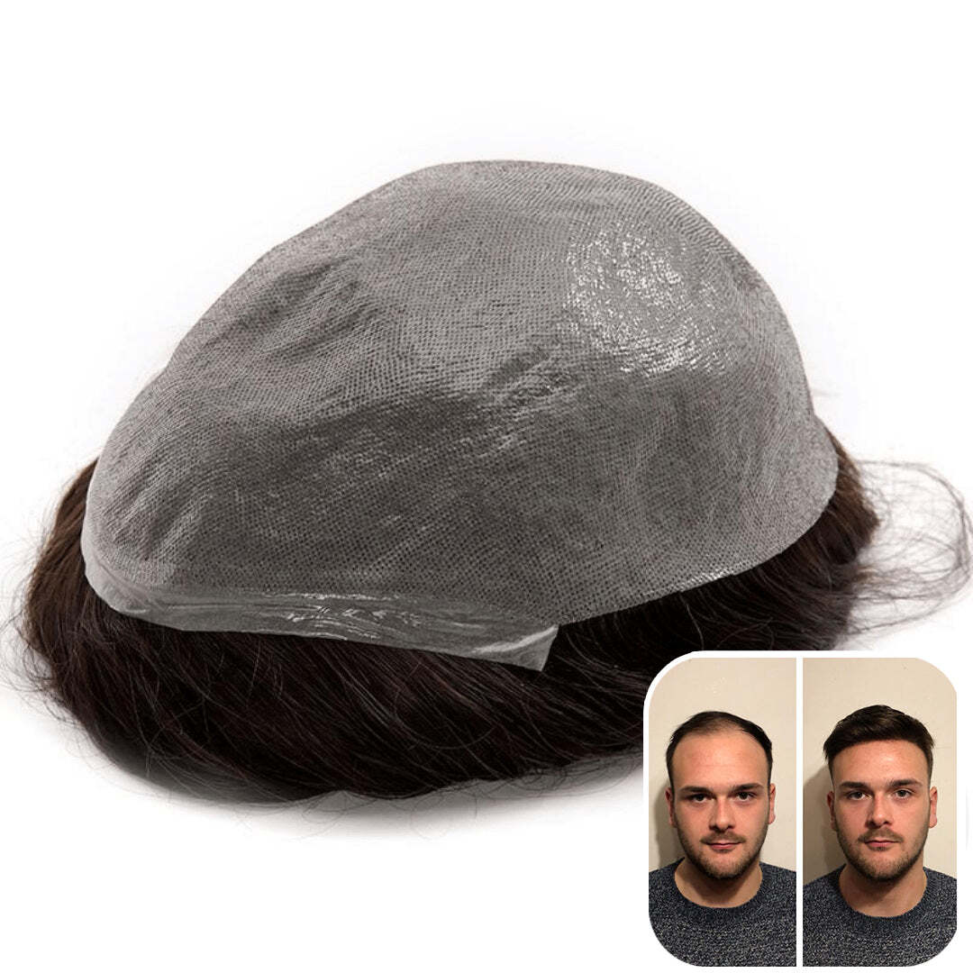 0.04-0.06mm Full Super Thin Skin Base Hairpieces Slight Wave Skin Toupee for Men