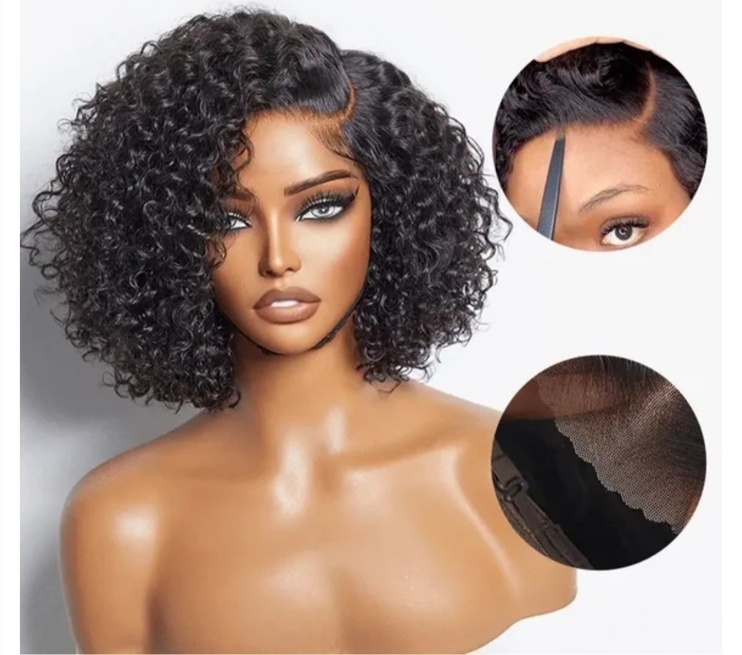 Luvme Hair Short Curly Minimalist HD Lace Glueless Wig side part 100%Human Hair.