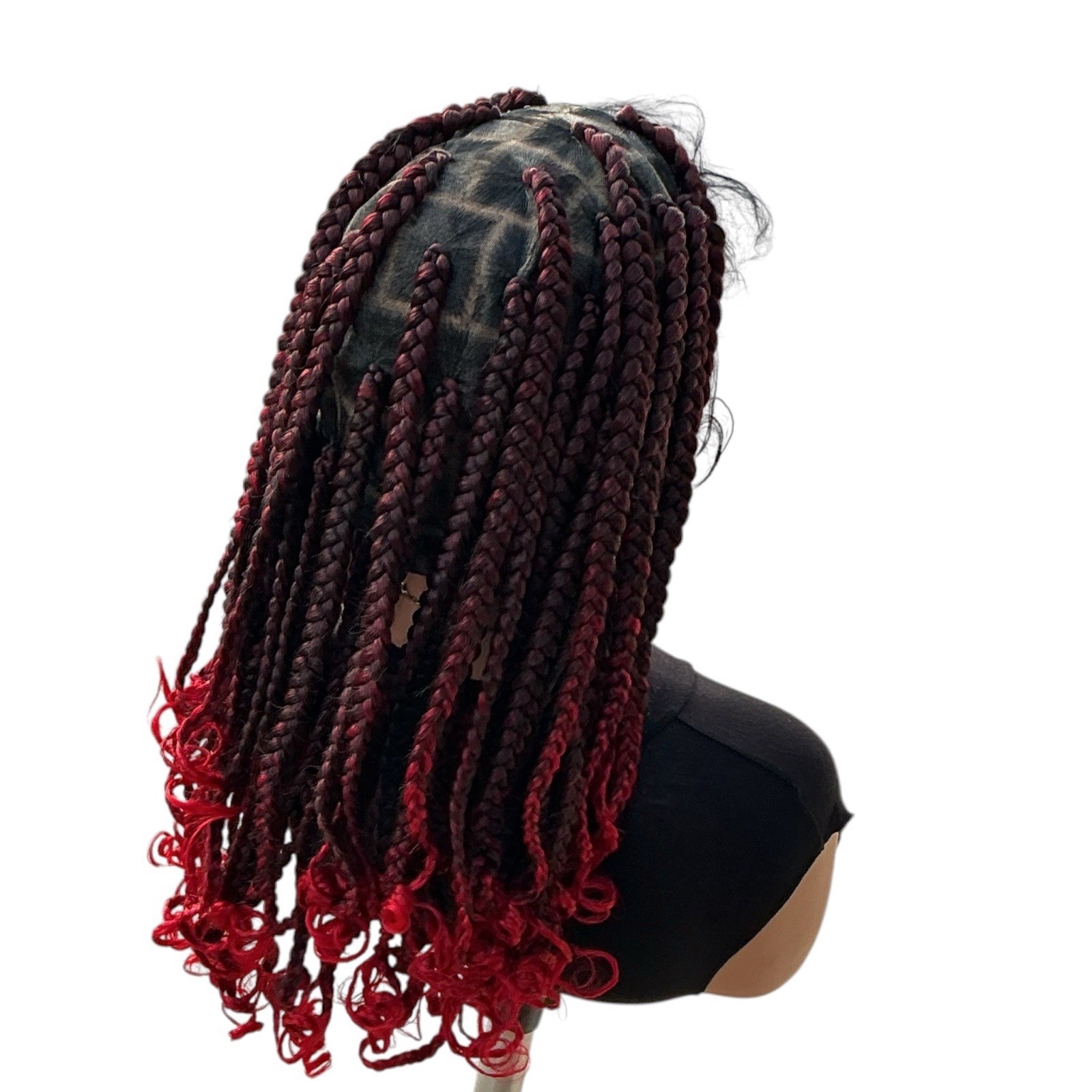 Women’s Synthetic Braided Lace Front Clip-In Wig Curly Black/Burgundy/Red 30″