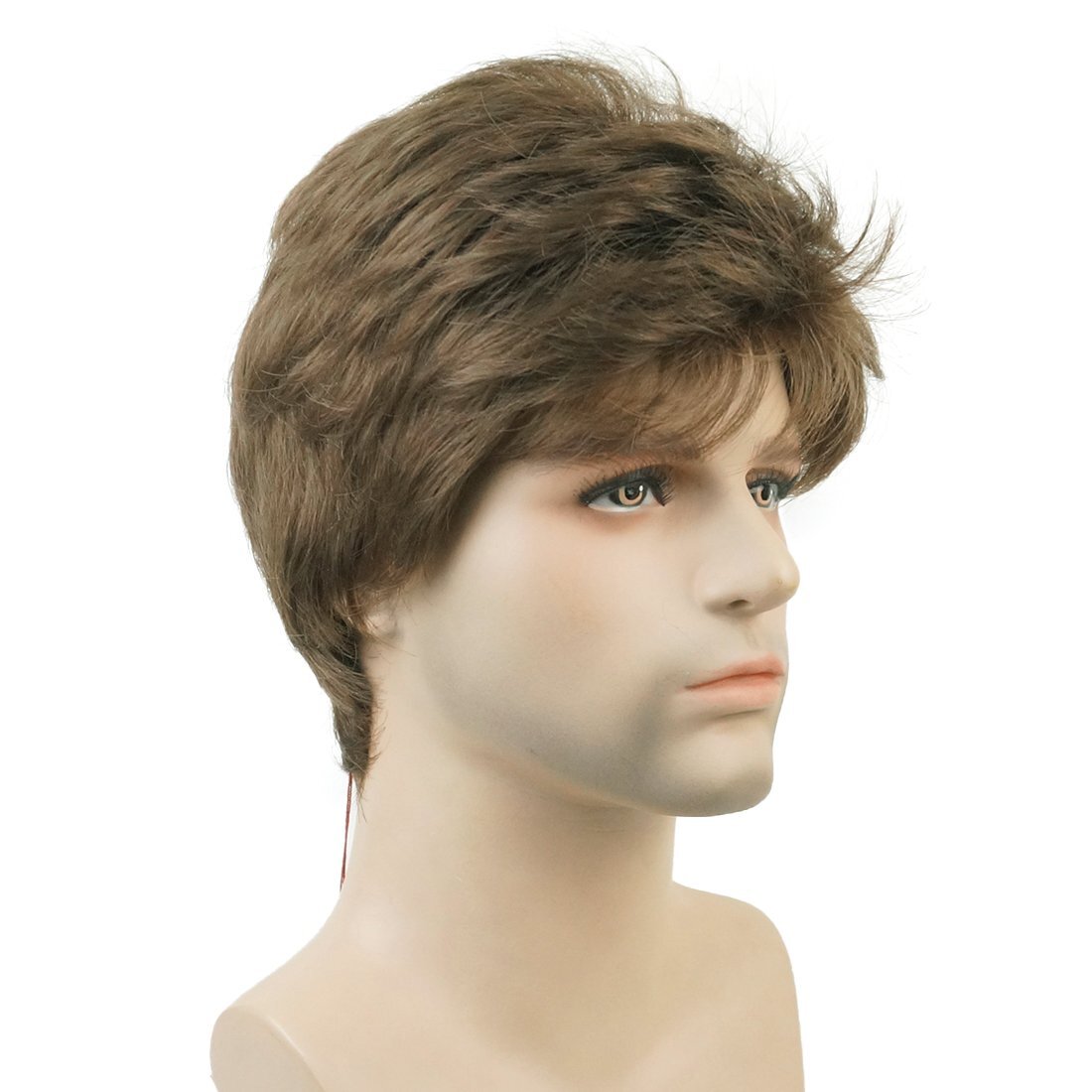 Mens Natural Short Straight Wigs Real Male Full Hair Wig Party Cosplay Toupee