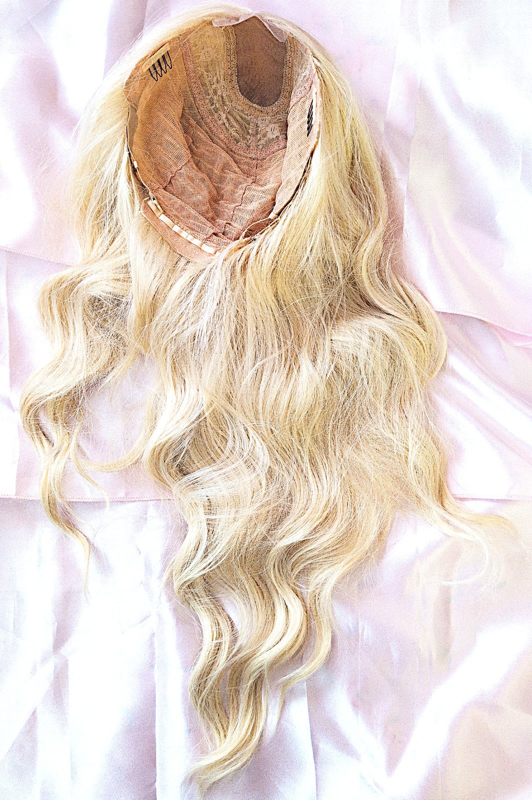 Blonde Wig 26 Inches Synthetic Curly Lace Front Wavy Hair Yellow Cosplay Gyaru