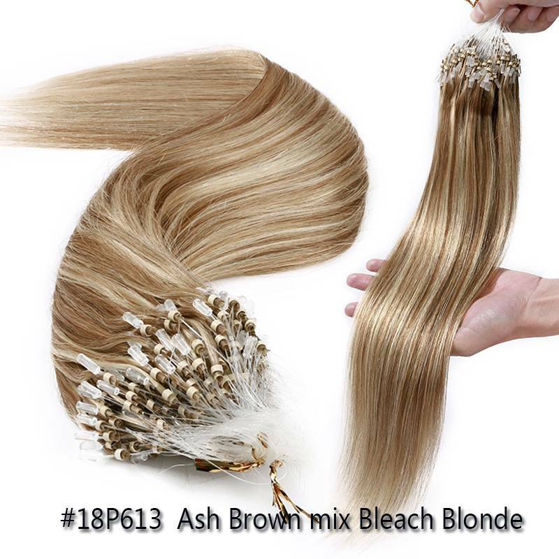 200G 100% Remy Micro Loop Ring Beads Human Hair Extensions Black Brown Blonde US