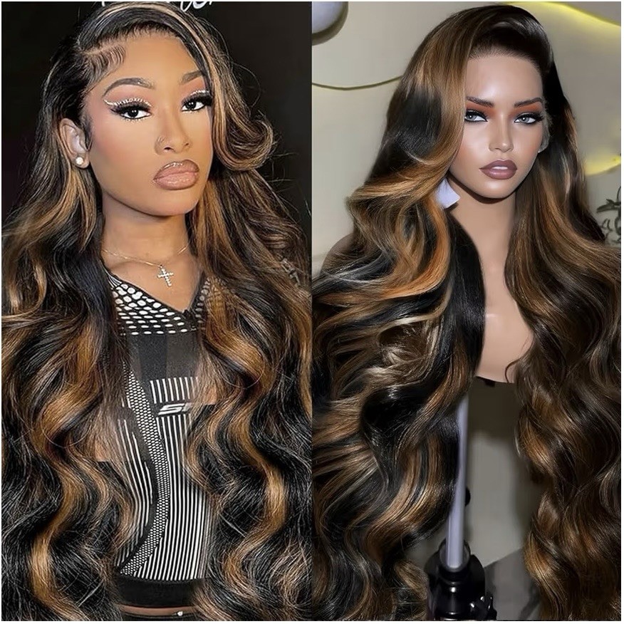 Human Hair Lace Front Wig 28” HD Ombre Body Wave New