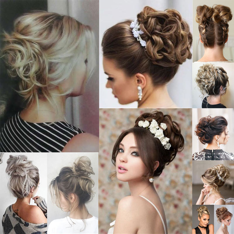 Large Curly Updo Messy Curly Bun Chignon Clip in Hair Piece Extensions THICK FEM