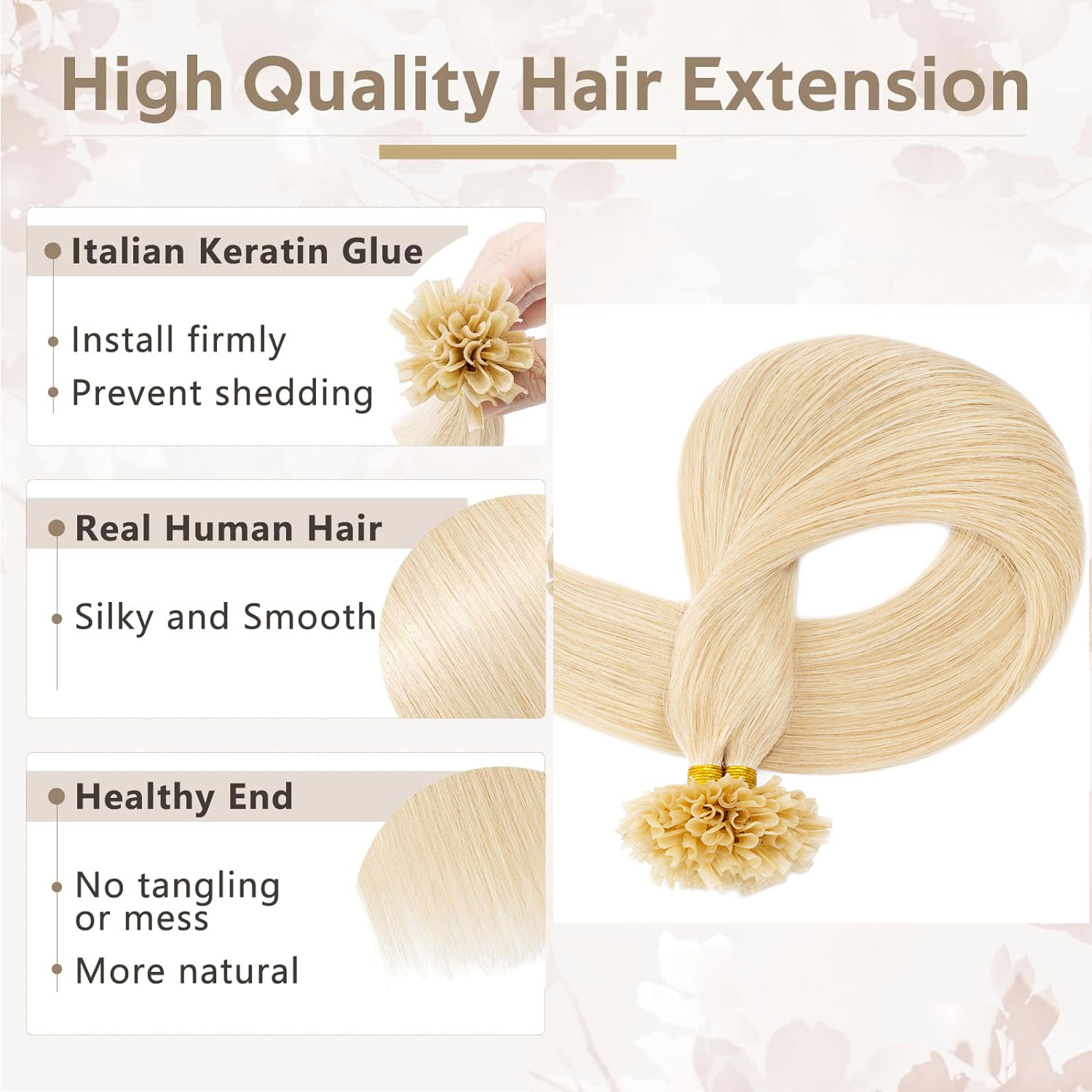 THICK 100G Nail U Tip Pre Bonded Keratin Fusion Remy Real Human Hair Extensions