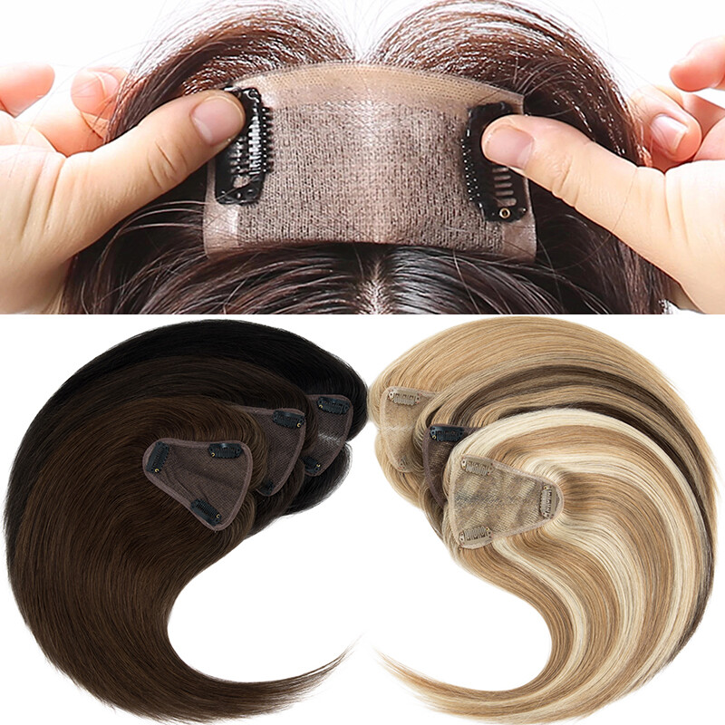 Hair Toppers Clip in Real Remy Human Hair Piece 130% Density Lace Base 8x10cm US