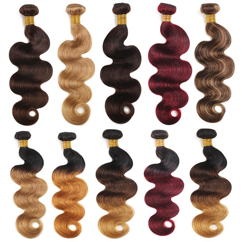 9a human hair bundles gradient color body wave weft color piano color wig hair