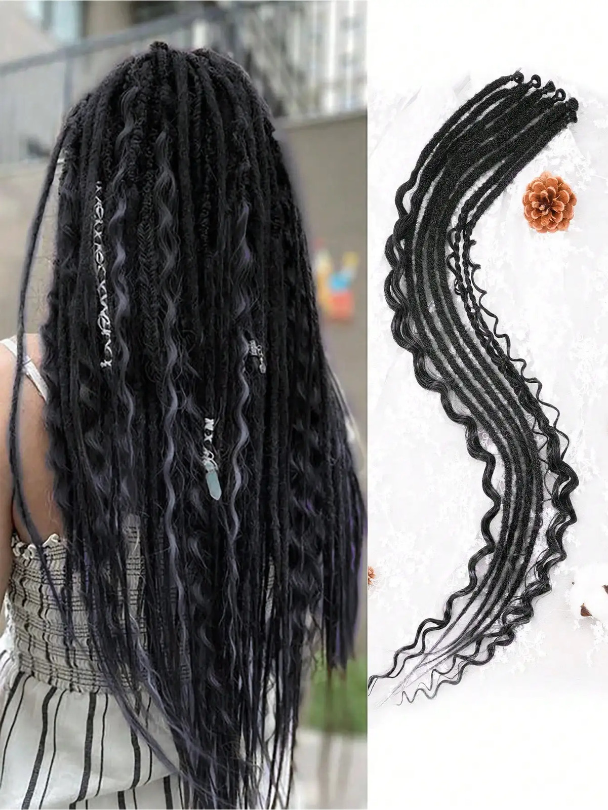 3 In 1 Mixed Hippie Single Ended Dreadlocks Synthetic Hair Extensions for Women