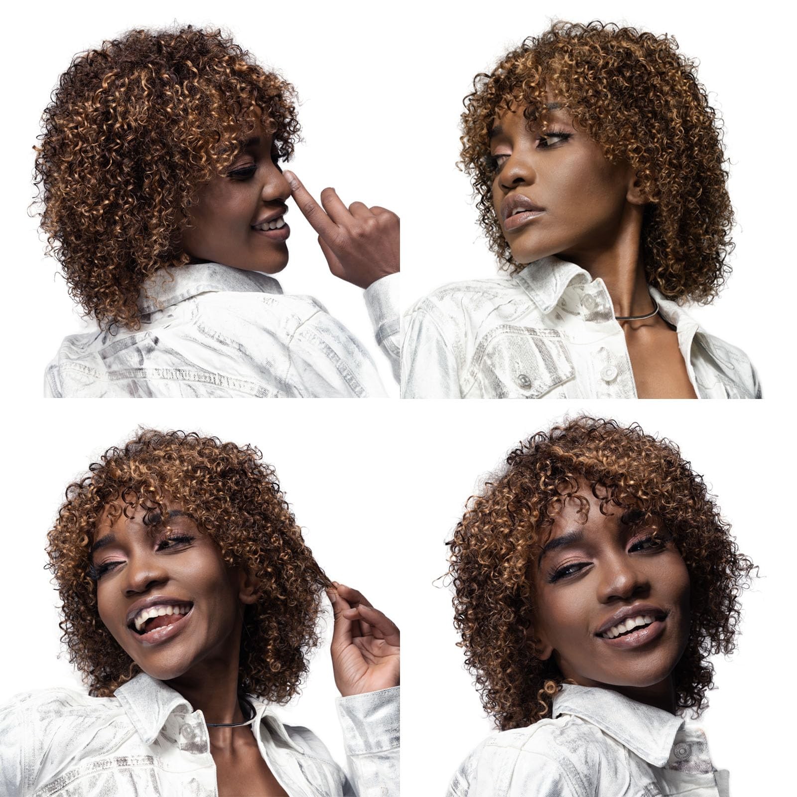 short kinky curly wig with bangs for black women 100 percent human hair machi…