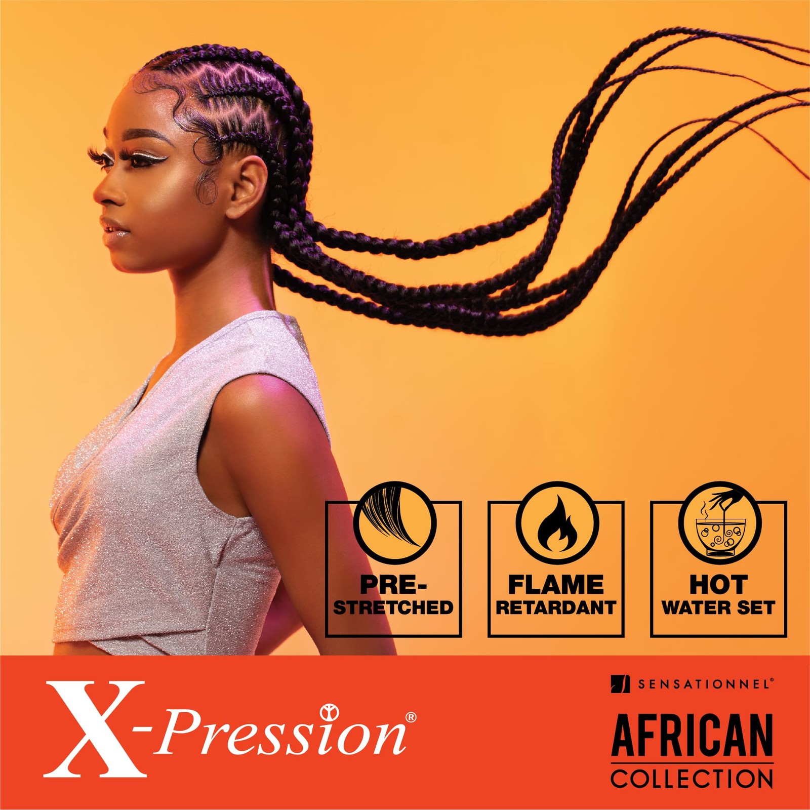 Sensationnel X PRESSION 5 Pack Pre Stretched Flame Retardant Braiding Hair