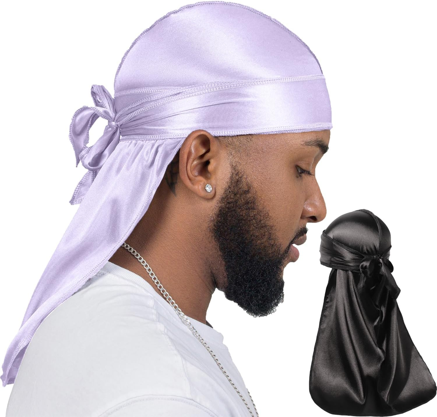 2 Pieces Silky Durag Pack for Men Women Waves, Premium Satin Deluxe Du-Rag