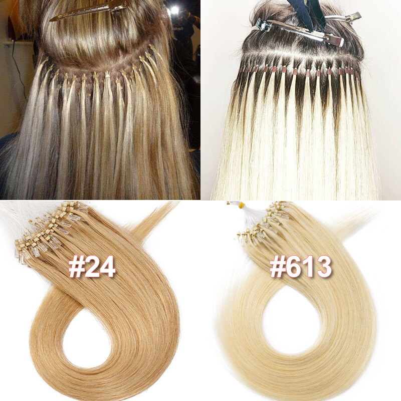 CLEARANCE Easy Loop Ring Micro Beads Real Remy Human Hair Extensions Blonde 100S