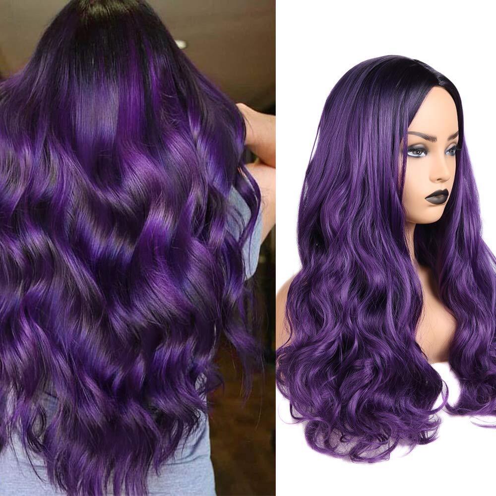 Peluca Ombre Pelucas Moradas Pelucas De Cabello Largo Y Ondulado Y Rizado Re…