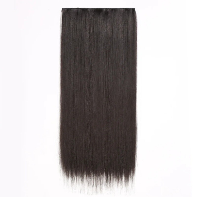24in Synthetic Long Straight Clip In One Piece Hair Extension 5 Clips Fake Hair