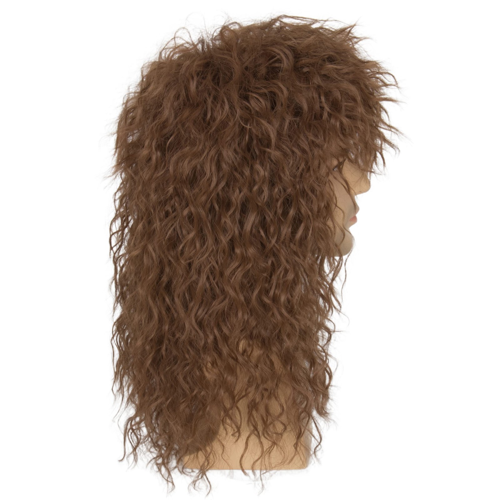 iss U Hair Long Curly Brown 80s Rocker Wig For en Women Hair Band Heavy etal Cos