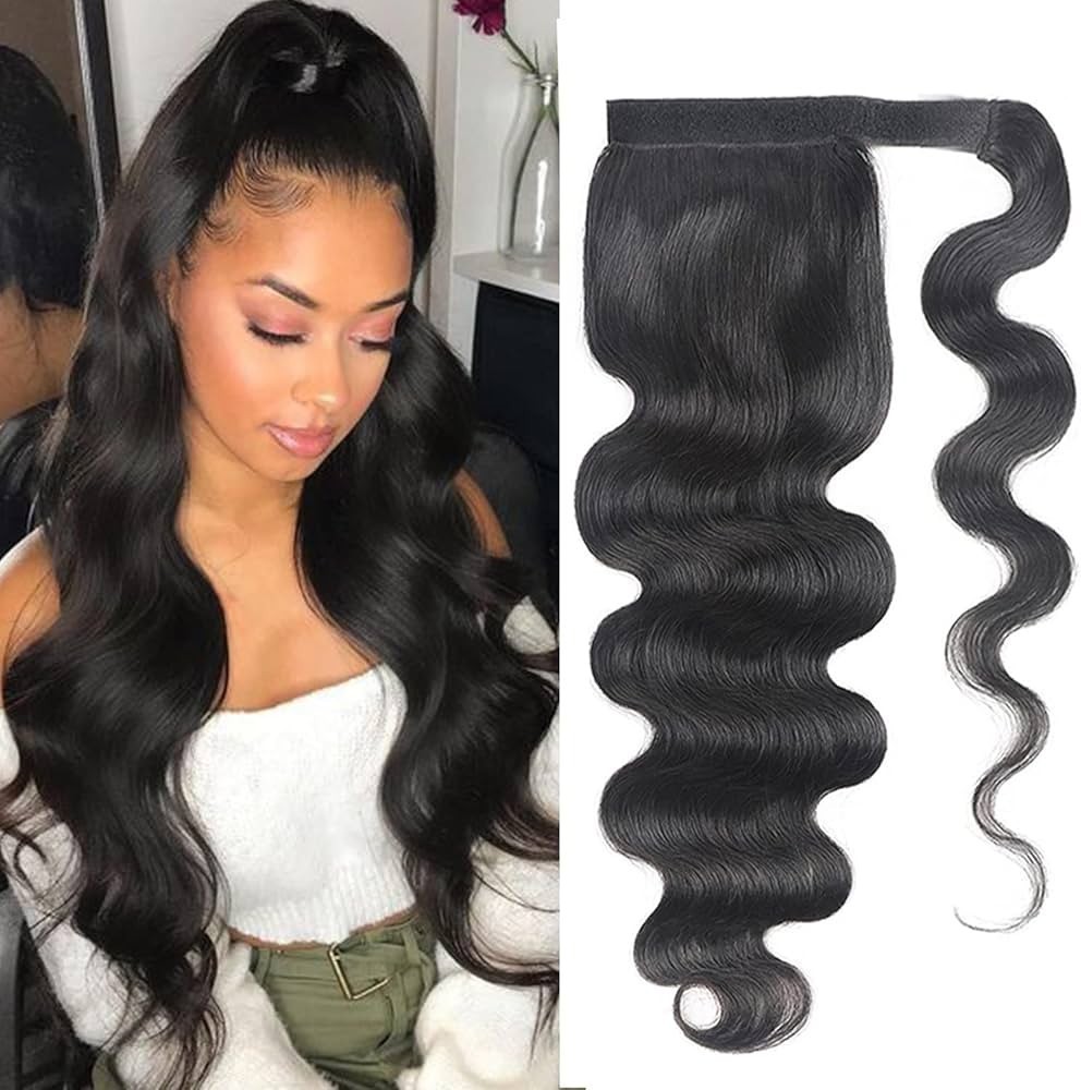 Wrap Around Clip In Ponytail 100 Human Hair Deep Wave Straight