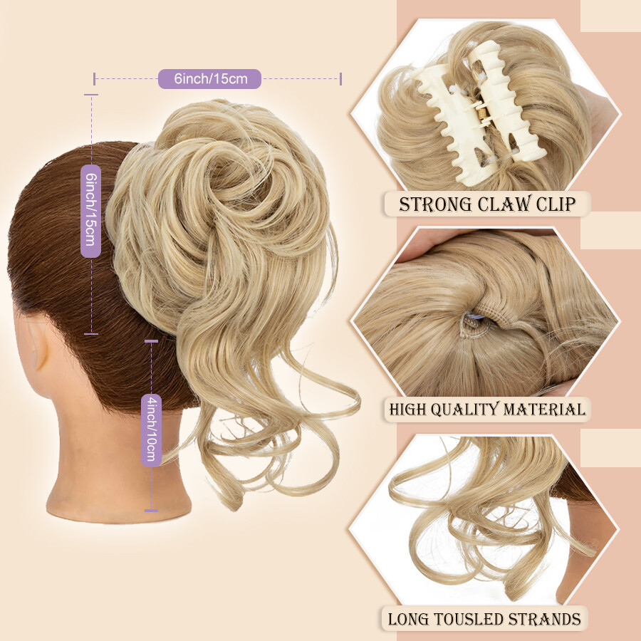 Messy Bun Ponytail Hair Extensions X-THICK Scrunchie Updo Claw Clip Chignon 65g