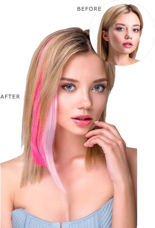 22 Inch Colored Clip in Hair Extensions 10pcs Straight Hair Synthetic Hairpieces