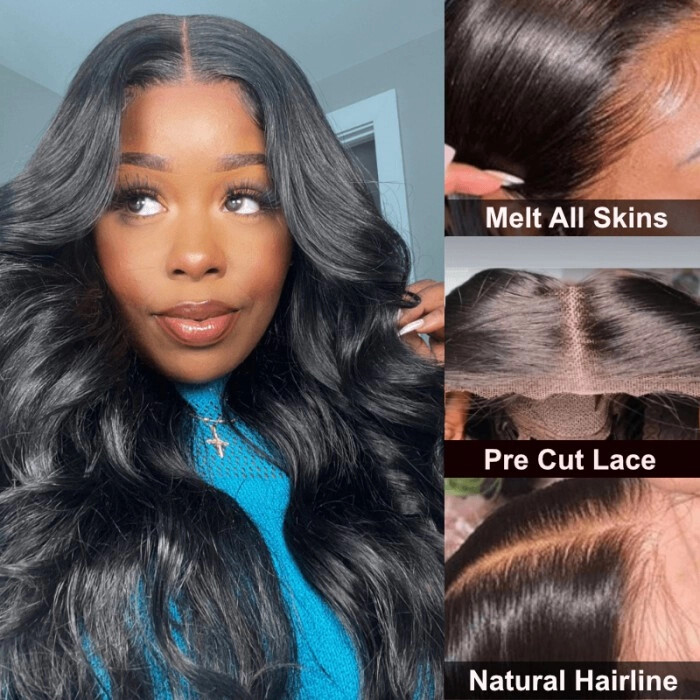 Wear Go Glueless Wig Pre-Cut 5*5 HD Lace 100 unprocessed Human Hair black