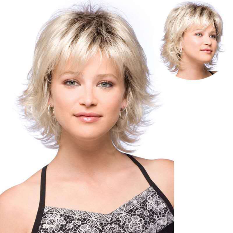 Womens Natural Short Wigs Curly / Straight Bob Hair Wavy Wigs Brown Blonde Wig