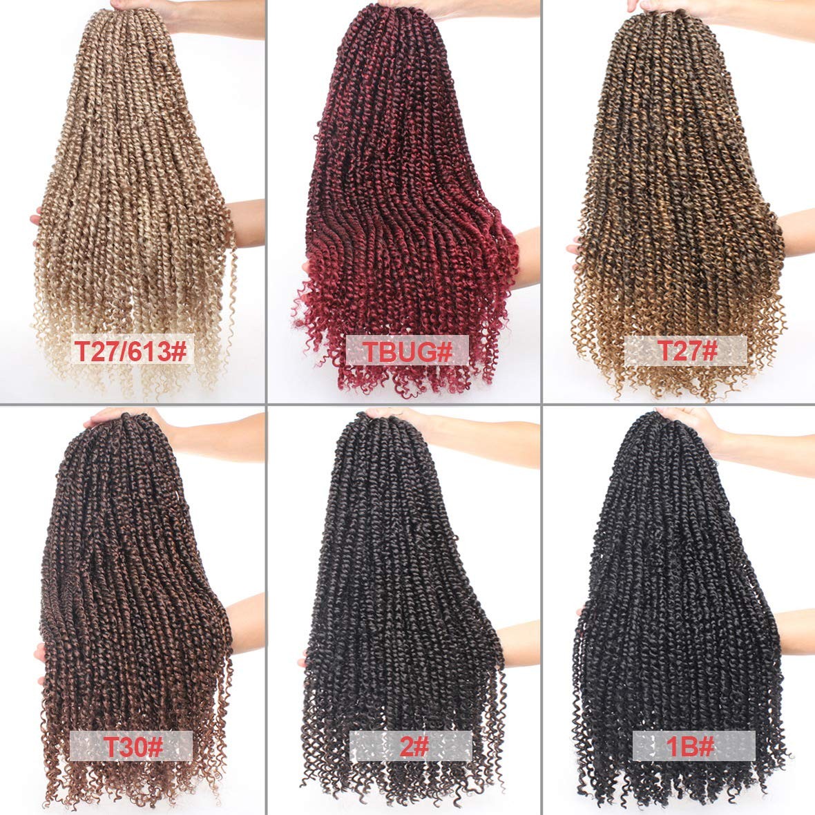 Leeven 8 Packs Pre-Twisted Passion Twists Synthetic Crochet Hair Extensions 12