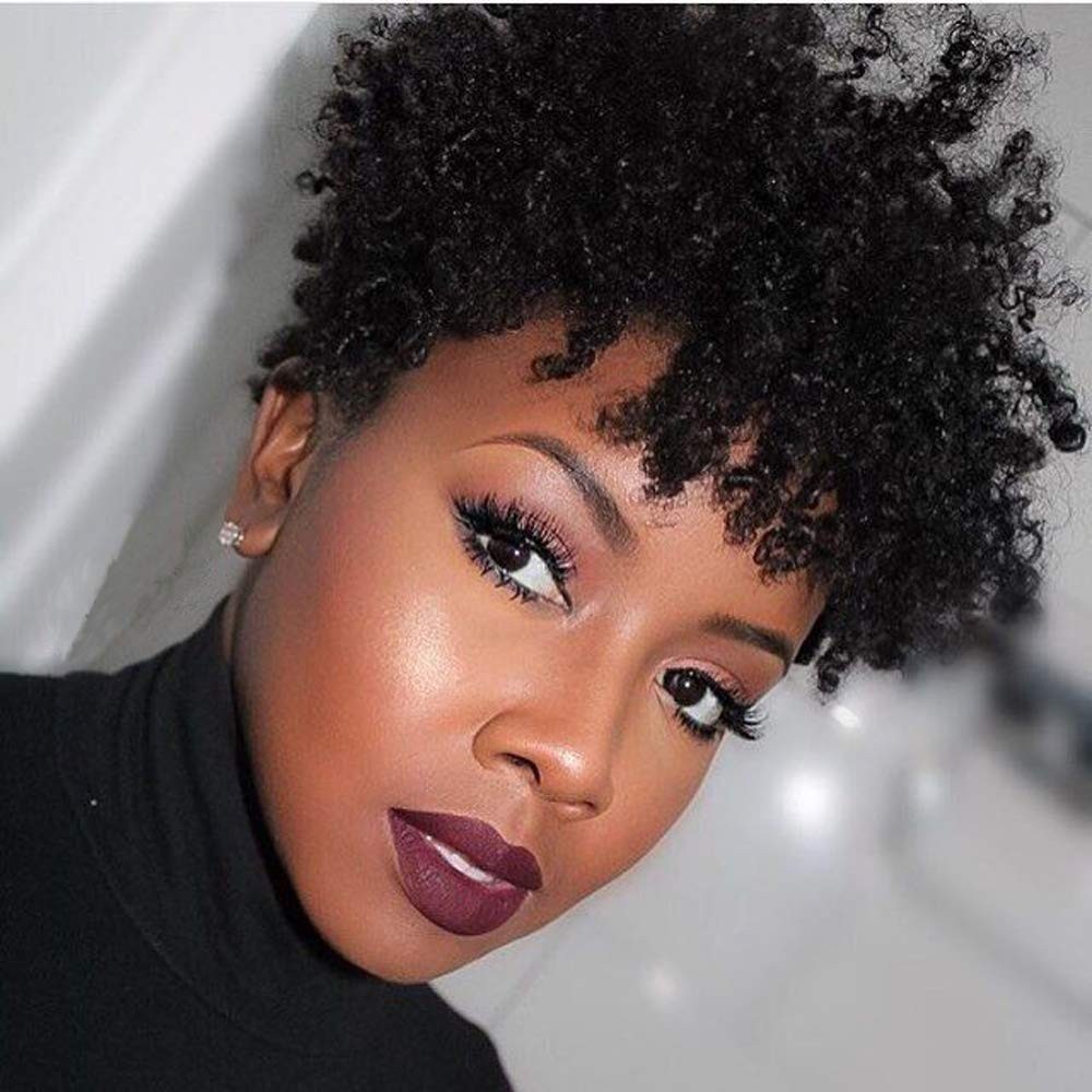 Kinky Human Hair Wig Short Afro Curly Black Women 150% Density Natural