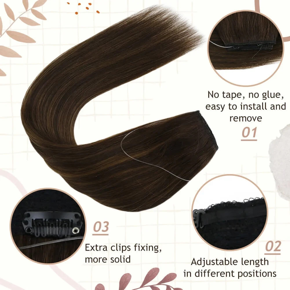 Sunny Hair FISHLINE 12″ Balayage Brown Wire Human Hair Extensions FP 2-2-6