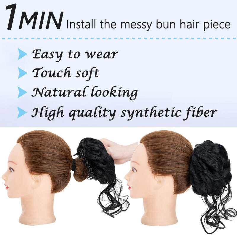 Jaw Claw Clip Large Messy Bun Scrunchie Hair Piece False Updo Hair Extensions US