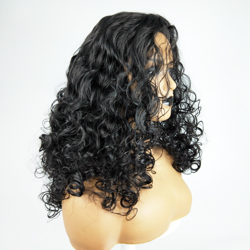 Full Wigs for Women Medium Long Curly Dark Black Wavy Synthetic Hair Styleable