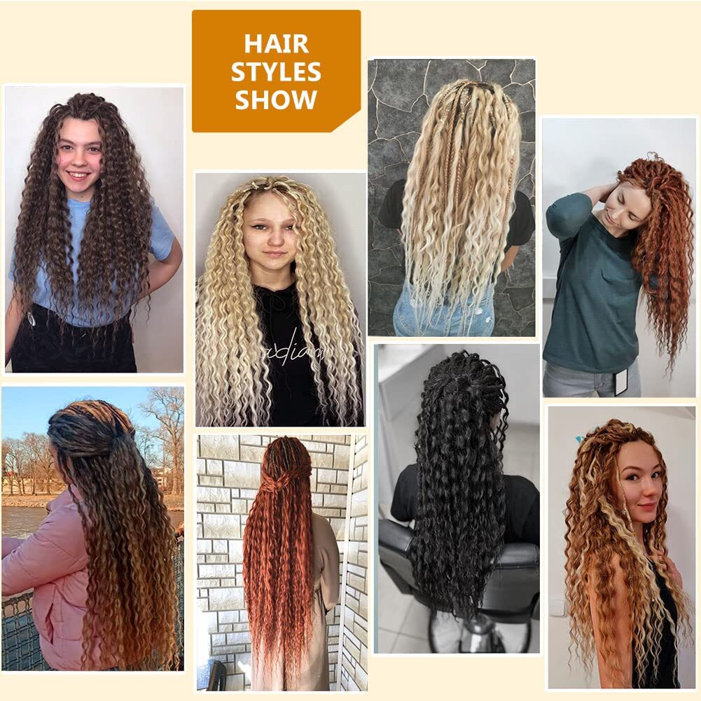 Soft 20″ Curly Boho Dreadlocks Pre-looped Braiding Dreads Extensions Synthetic