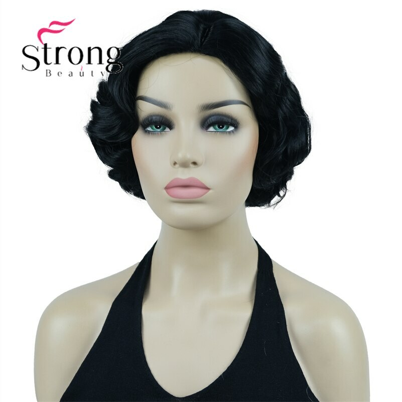 Finger Wave Wig Bob Short Curly Synthetic Hair Women 1920s Cosplay Party