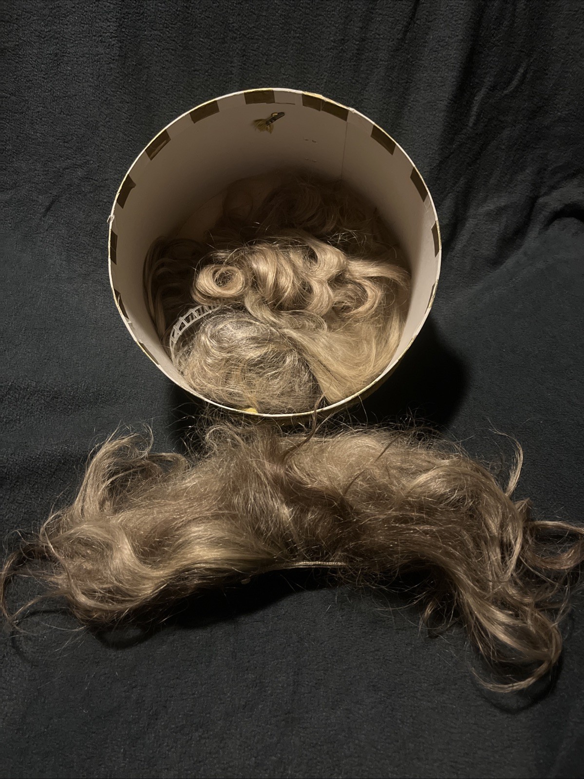 Lot Of VINTAGE 100% Human HAIR Wigs And Wiglets, Hairpieces in Striped Box