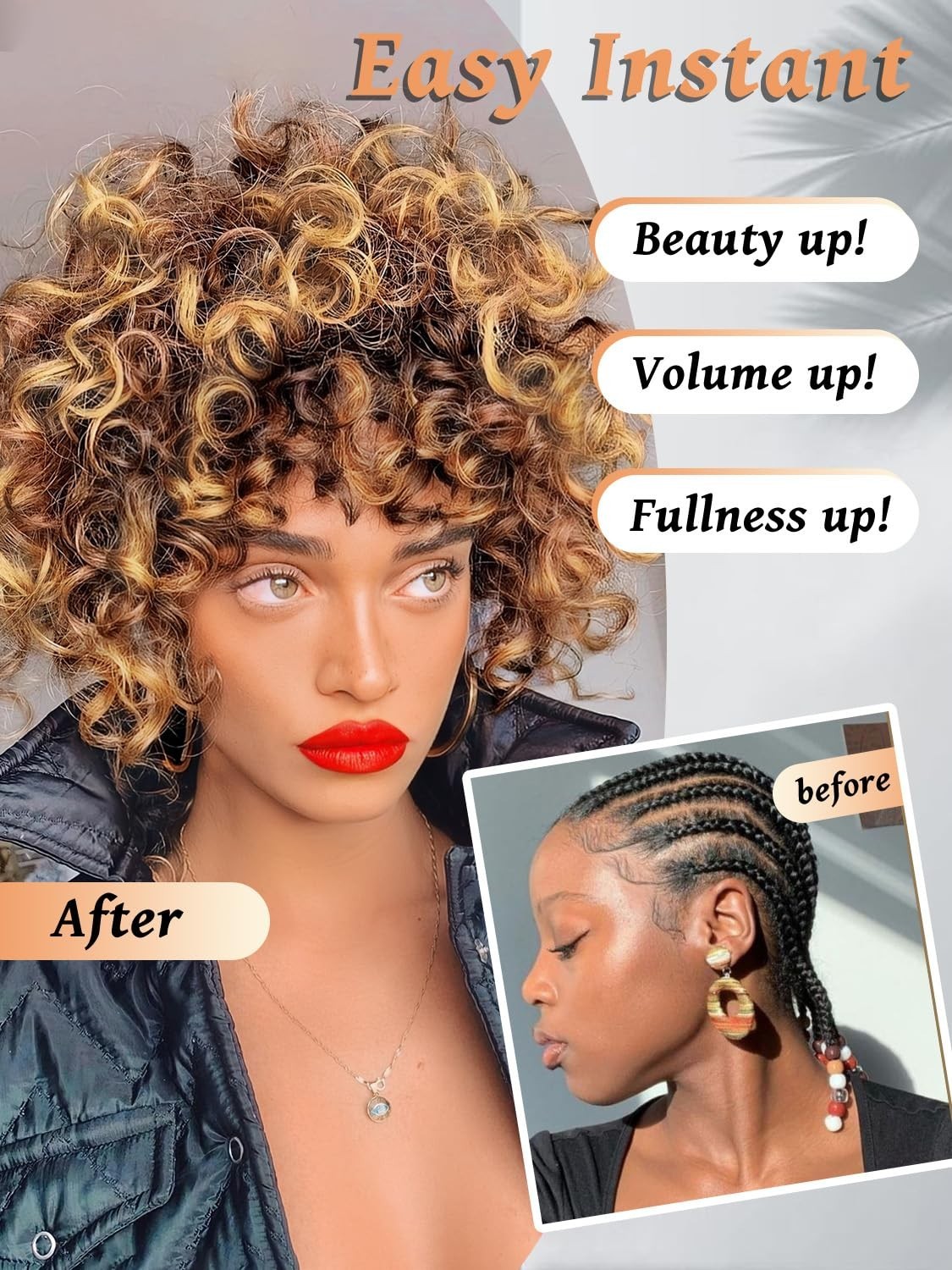Short Curly Crochet Hair 8 Inch 6 Packs Ombre Brown Blonde Ocean Wave Braids