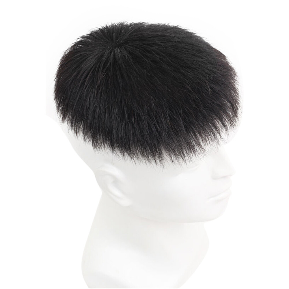 Men’s Short Toppers Hairpiece Real Human Hair Clip in Crown Tape Hair Pieces Wig