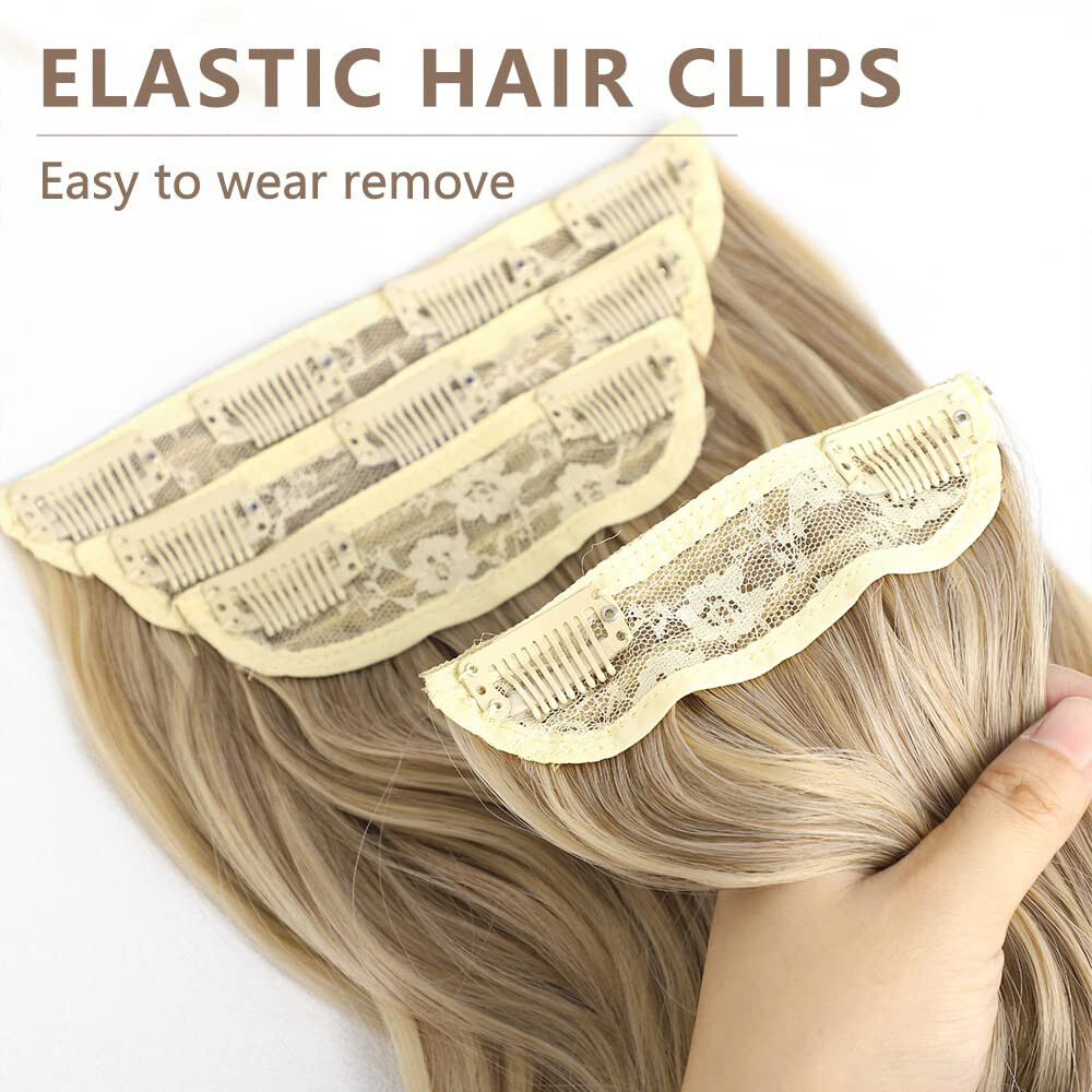 100% THICK 4PCS Clip in Hair Extensions Long Wavy Hair Extensions 22″ Hairpiece