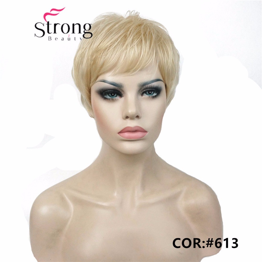 Super Short Layered and Spikey Blonde Black Shaggy Synthetic Wig Women Wigs