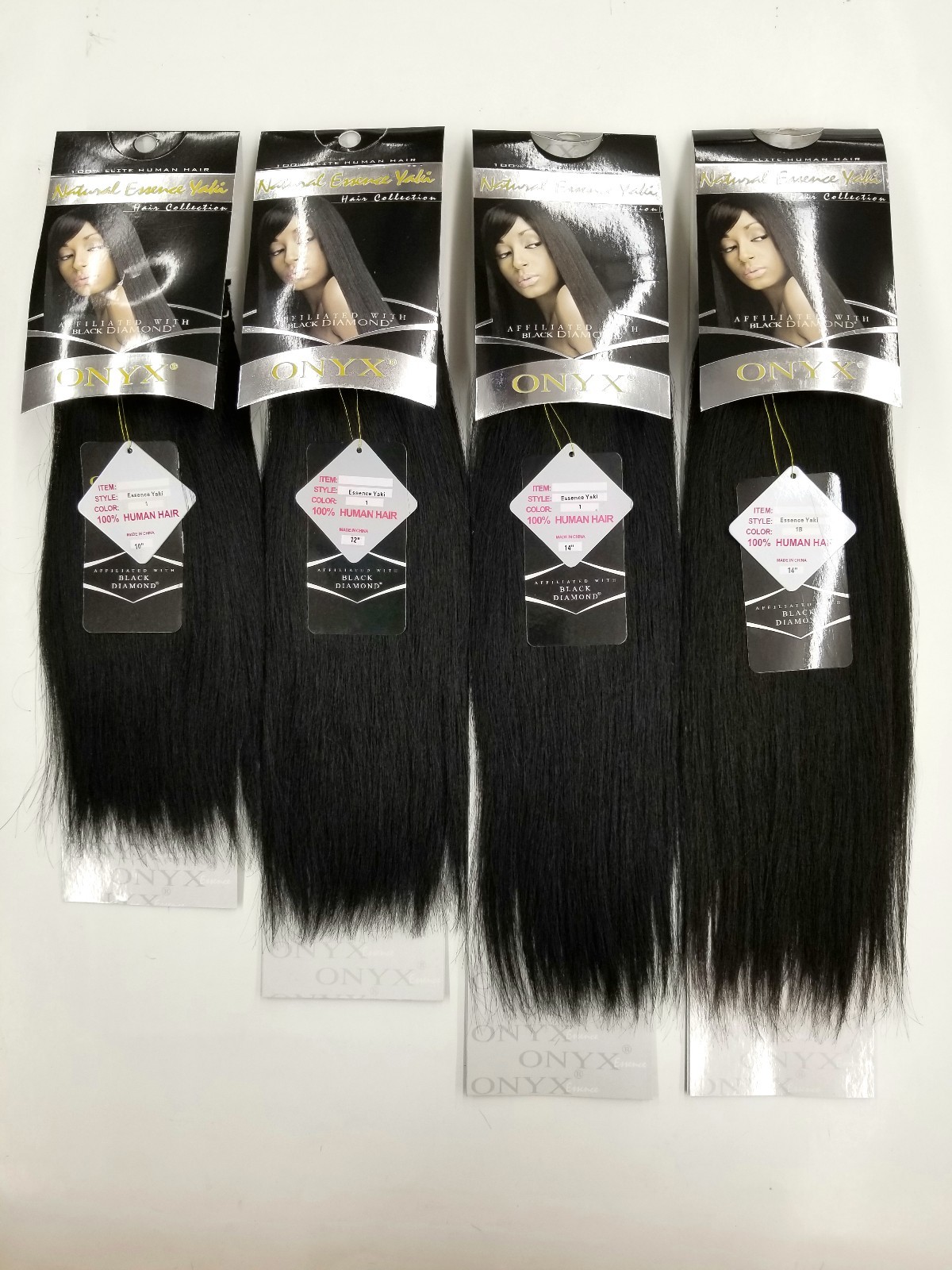 ONYX Black Diamond 100% Human Hair Natural Essence Yaki Weave Extension 10″ ~22″