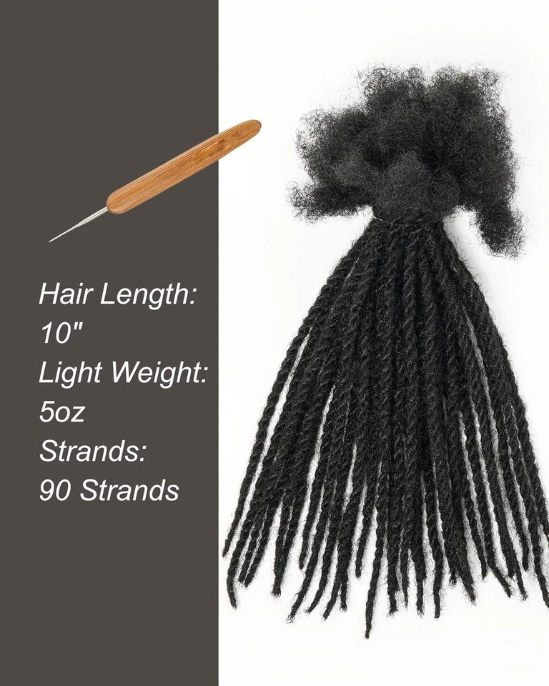JALIZA Twisted Dreadlocs Human Hair 10 inch 0.4cm 90 Strands Loc Extension