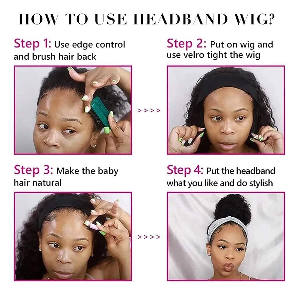 Brazilian Deep Wave Headband Wig for Black Women