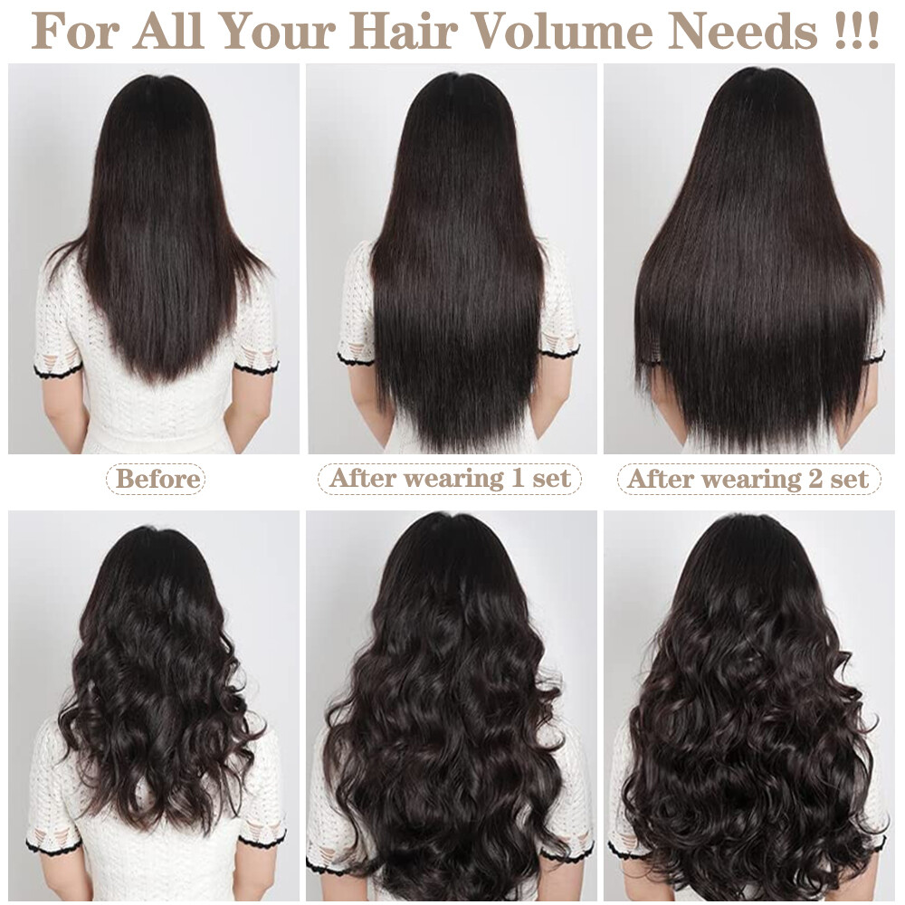 100% as remy human Hair Long Full Head Clip in on Hair Extensions Thick Ombre US