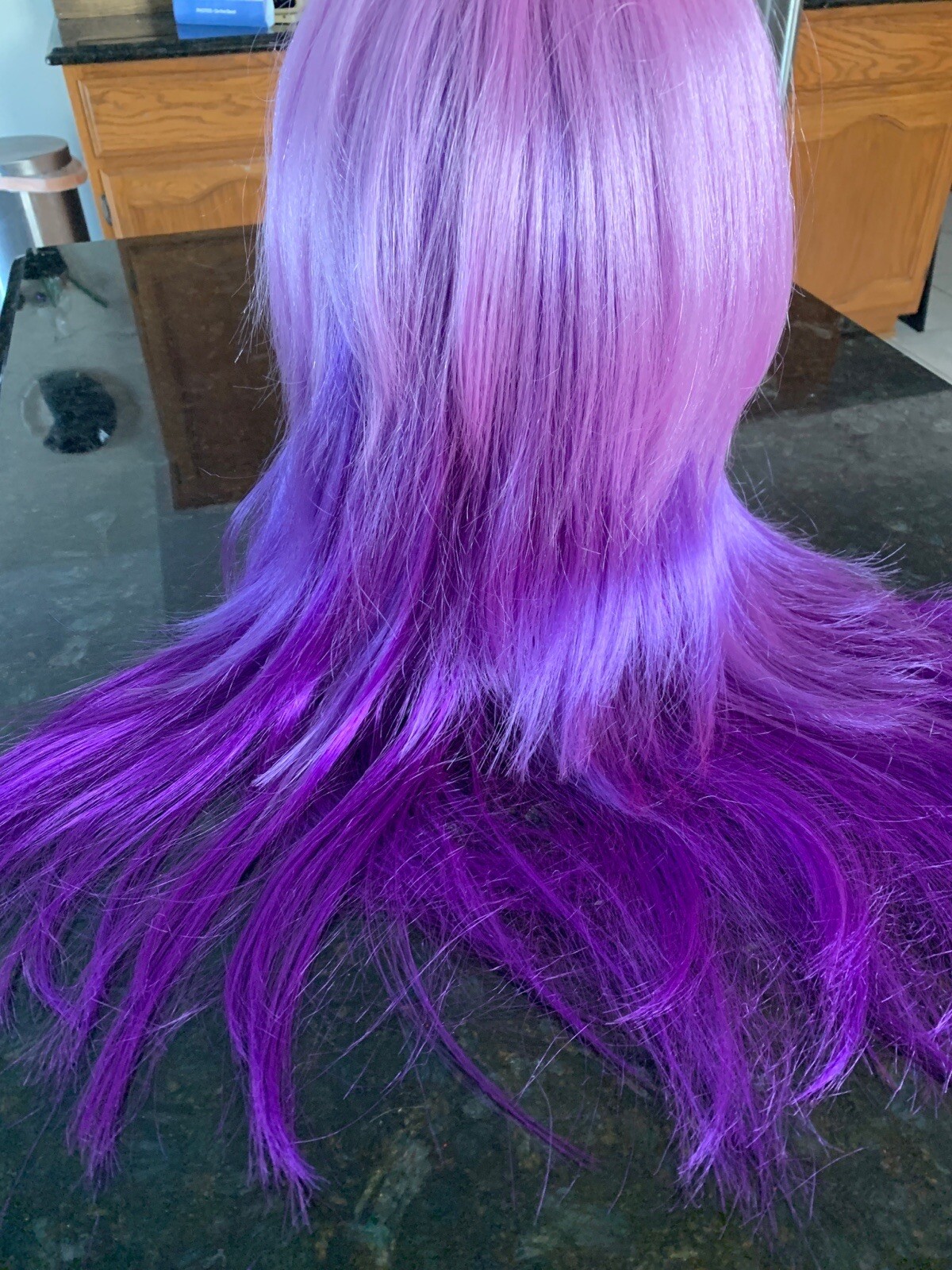 Wig Unicorn Mermaid Purple Pink Purple Ombre Bangs Rainbow Cosplay USA Hallowee