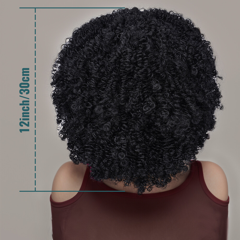 Short Curly Wigs for Women Soft Big Curly Wig with Bang Heat-Resistant Wavy Wig
