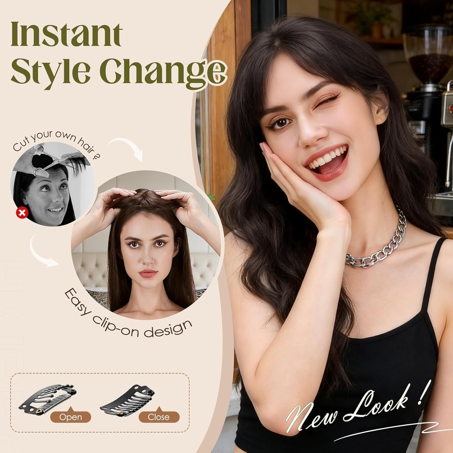 Human Hair Topper For Women Wispy Thin Short Wiglet 12 inch #1B Natural Black