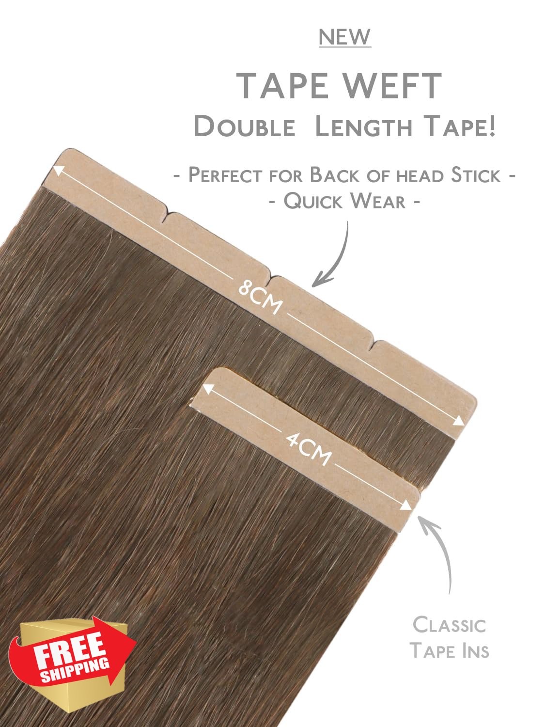 Wennalife 8cm Tape Hair Extensions 14 Inch Muted Brown