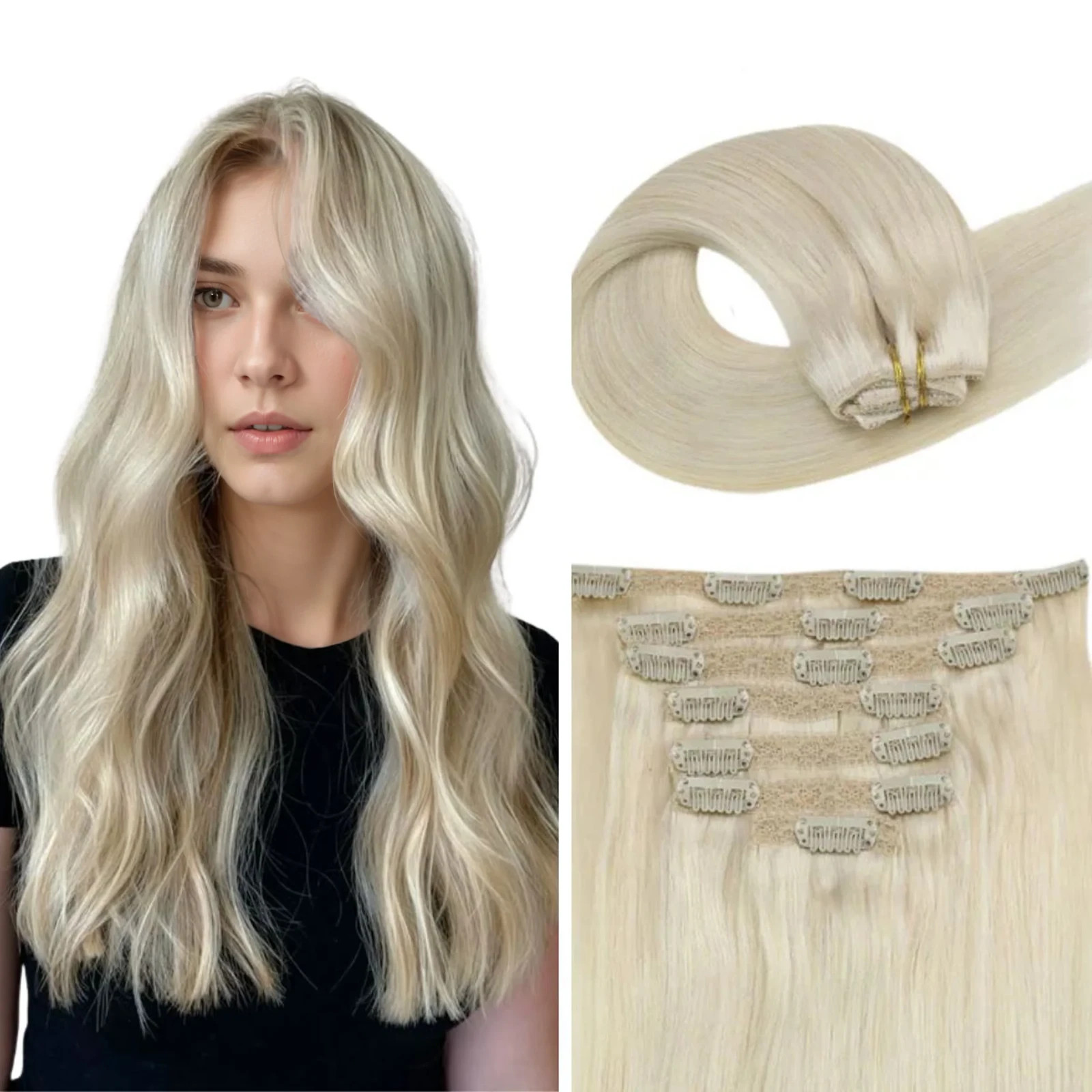 Sunny Hair CLIP-IN 14″ Honey Moonlight Light Blonde Human Hair Extensions CP 60