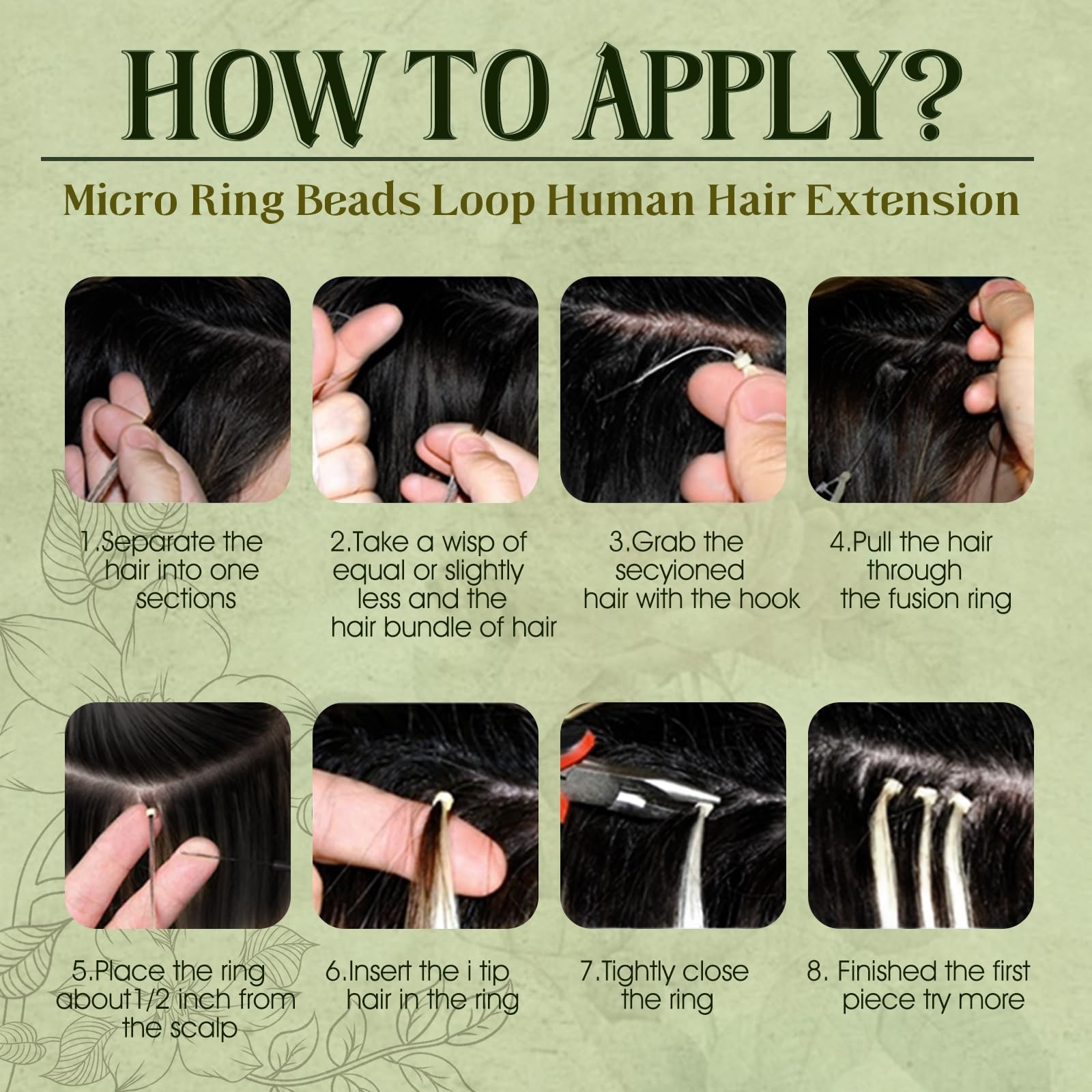 Runature Micro Link Hair Extensions Human Hair Dark Brown Micro Bead Hair