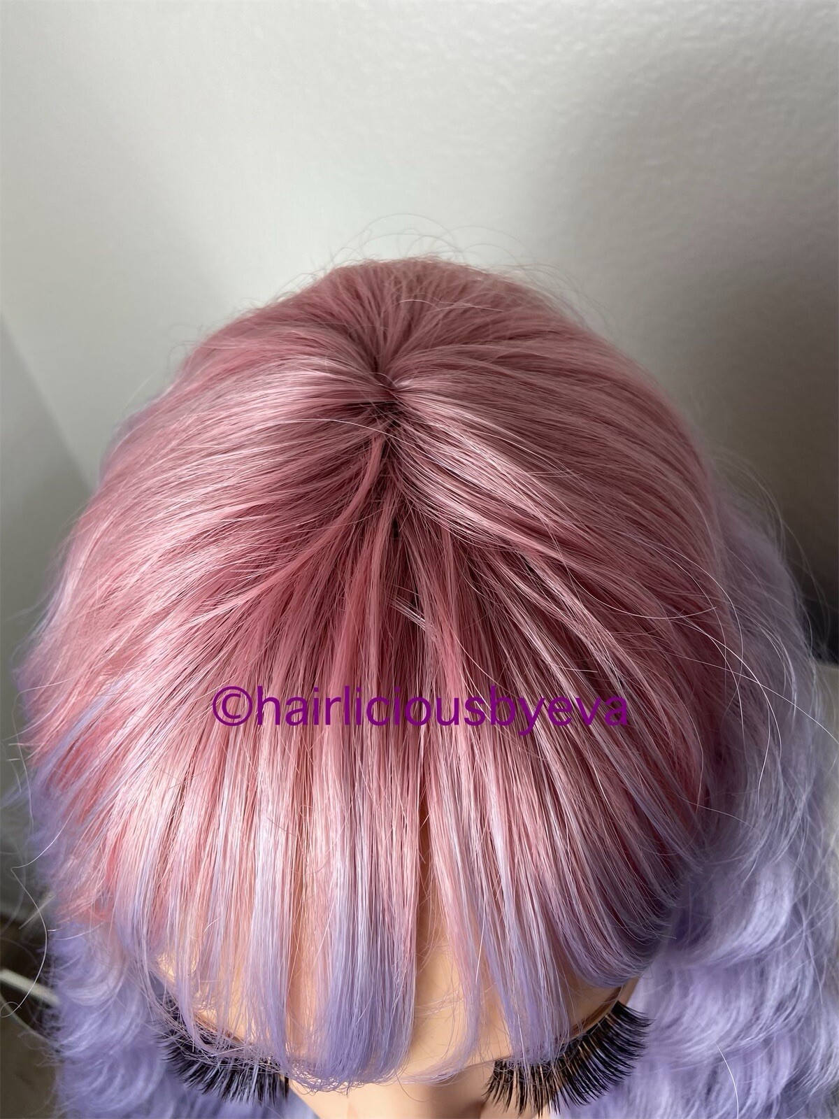 Pastel Rainbow wig ombré wavy with bangs 26 inch long heat ok
