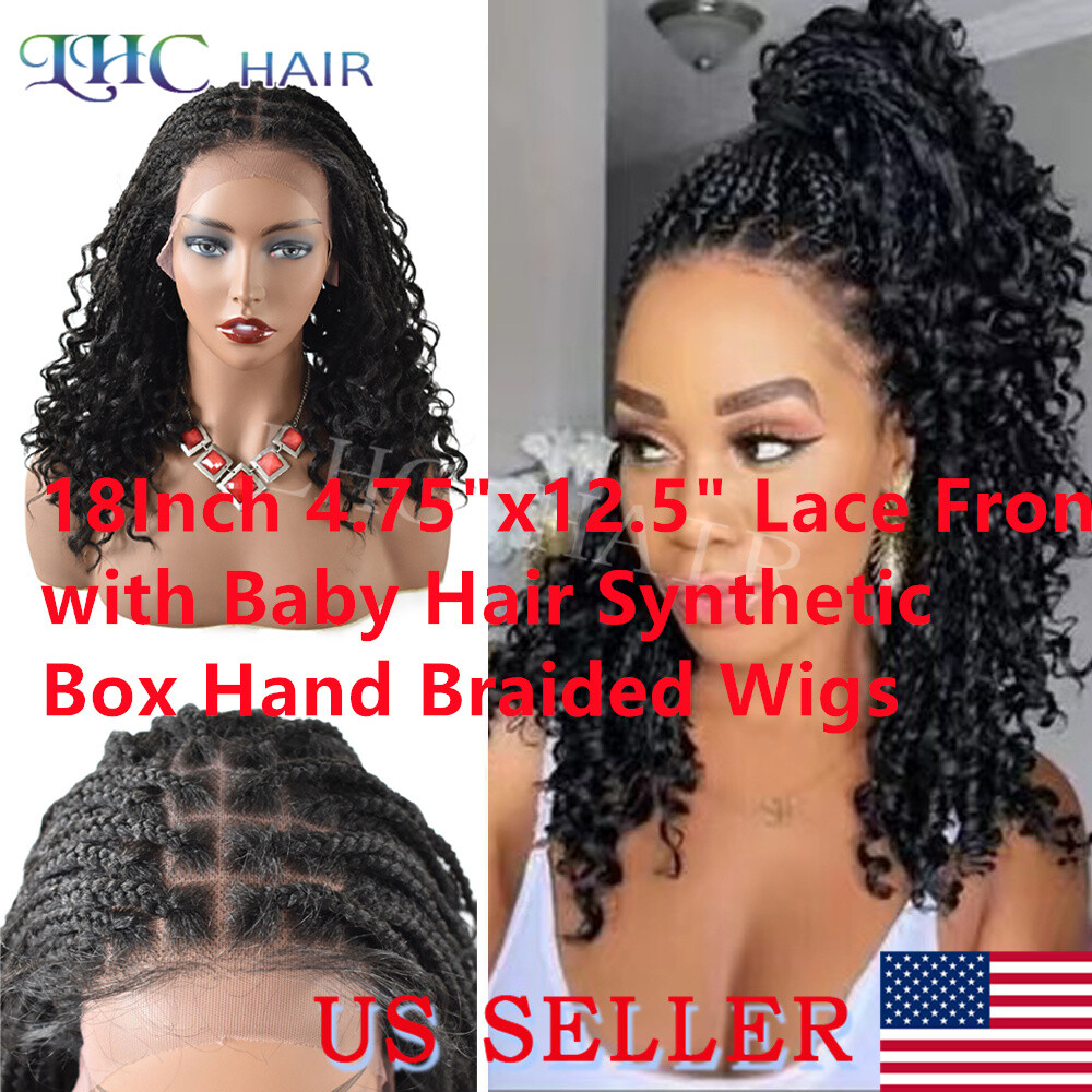 Cornrow Box Braided Lace Front Wigs For Women Synthetic Lightweight African Hair