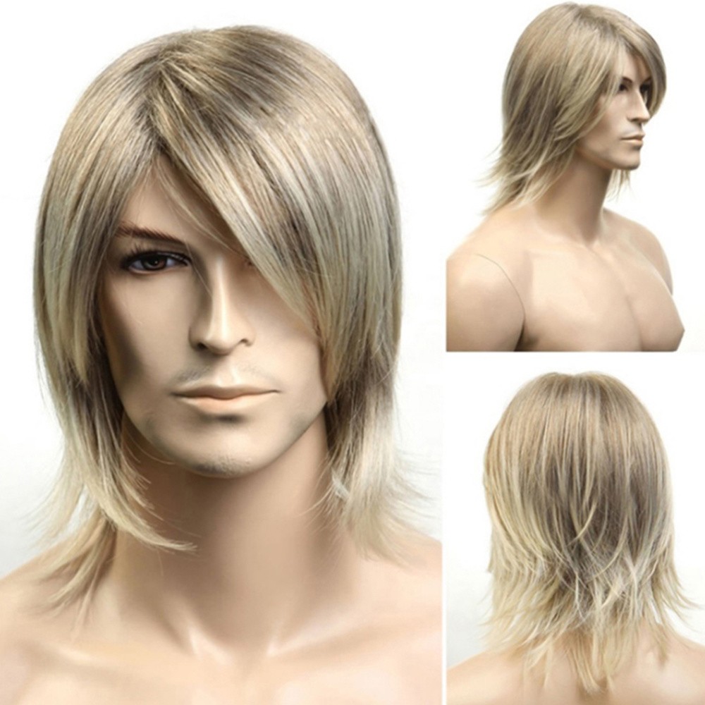 Men’s Wig Side Fringe Short Hair Net Wig Set High Temperature Wire Wig Decor