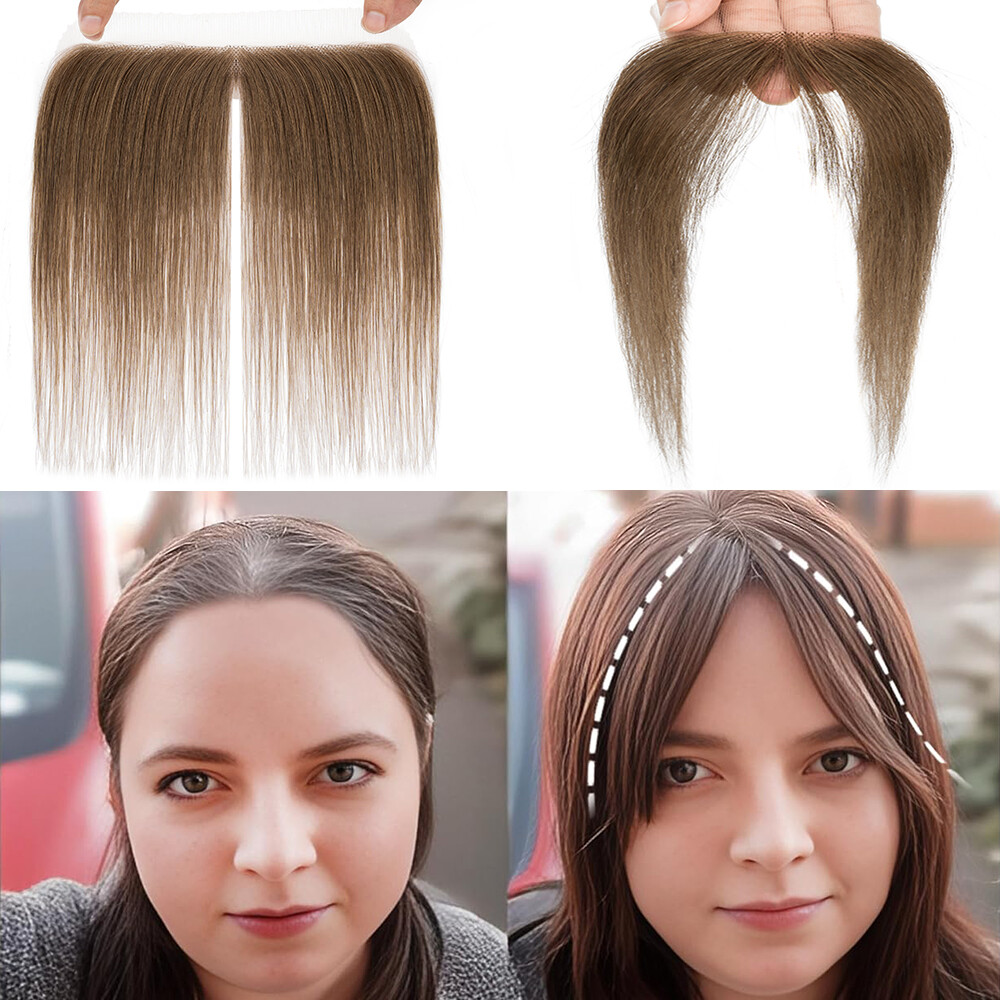 Frontal Hairpiece for Women Human Hair Extensions Thin PU Skin Lace Base Toupee